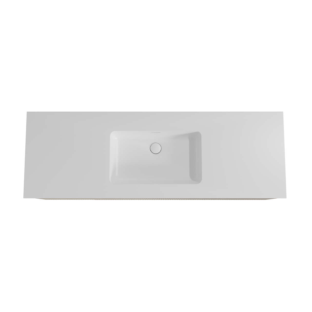 Storke Ribs zwevend badmeubel 155 x 52 cm ruw eiken met Mata enkele wastafel in solid surface mat wit, Verticale symmetrische rechte ribbel