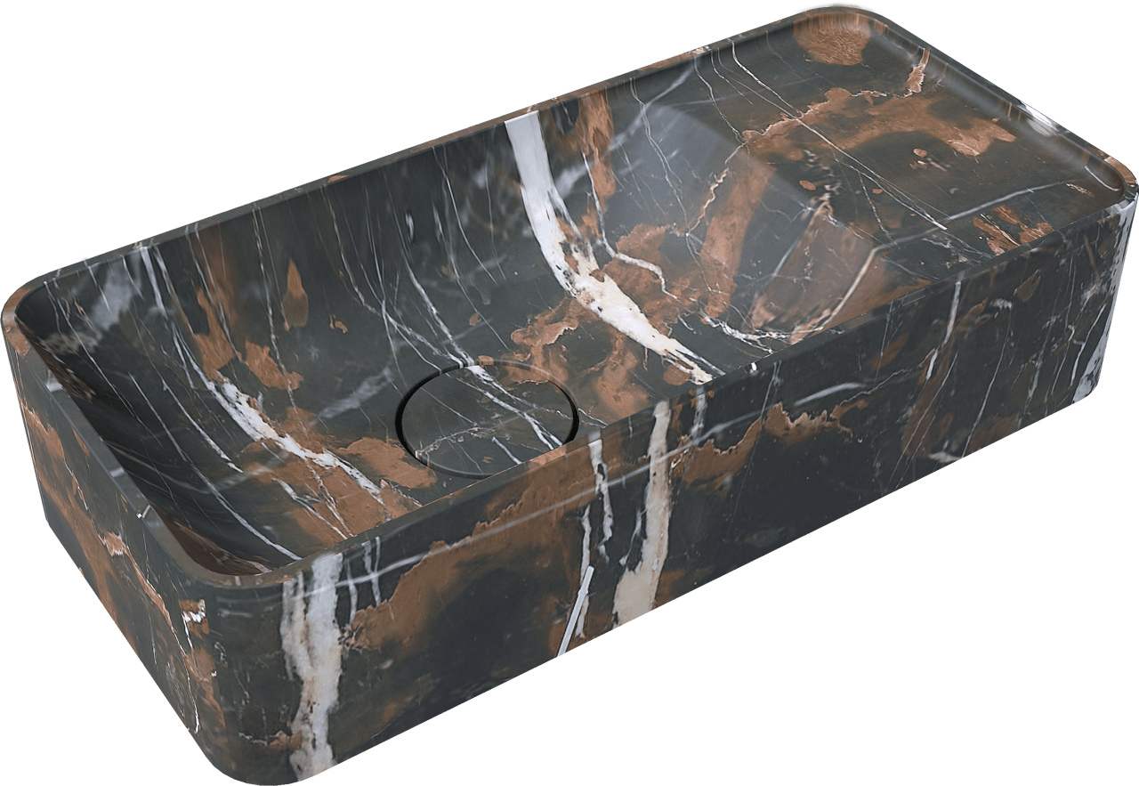 Balmani Fara Handwaschbecken: Portoro Marmor, Gold, 45 x 22 cm