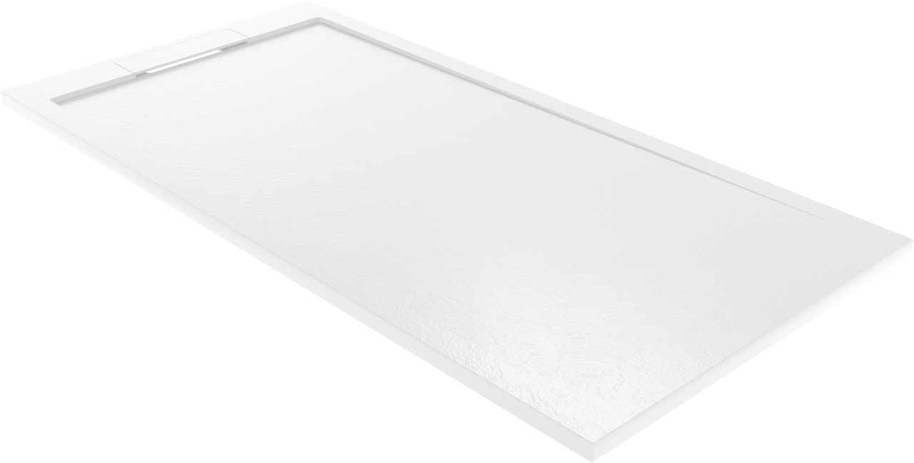 Balmani Indus douchebak 160 x 80 cm composietmarmer mat wit leisteenstructuur