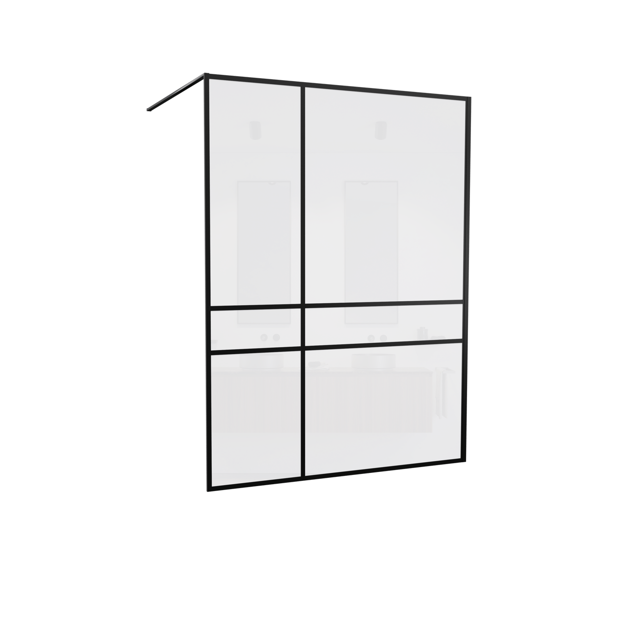 Balmani Framed Plus inloopdouche 160 x 210 cm crossed glas zwart profiel