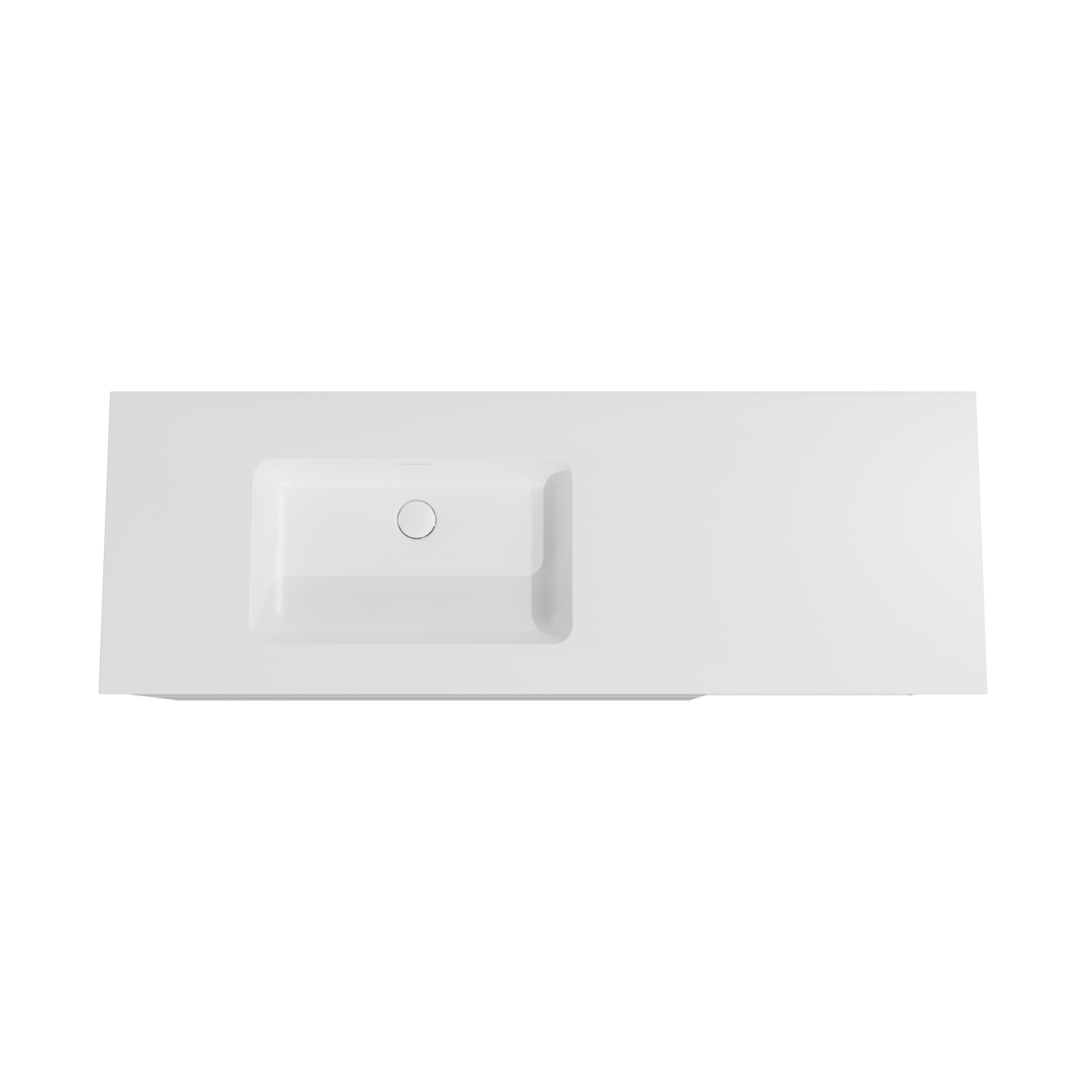 Storke Edge meuble salle de bains suspendu 150 x 52 cm blanc brillant avec Mata plan vasque asymétrique à gauche en solid surface blanc mat