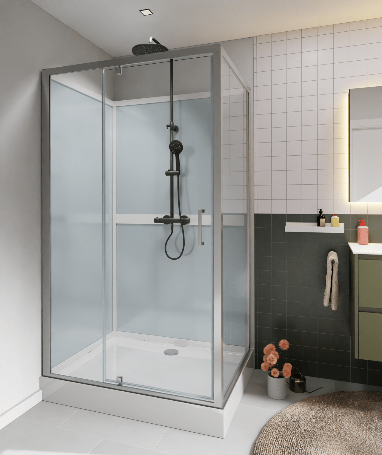 Luca Varess Talan cabine de douche avec portes pivotantes 90 x 120 cm verre transparent profil chrome mat