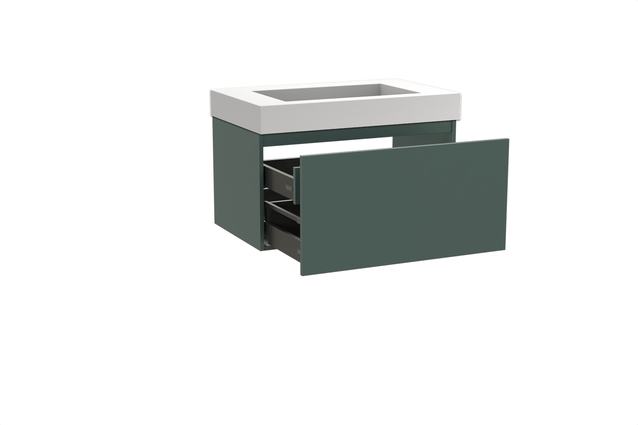 Balmani Sfera meuble salle de bains suspendu 90 x 55 cm forest avec Modus plan simple en solid surface blanc mat