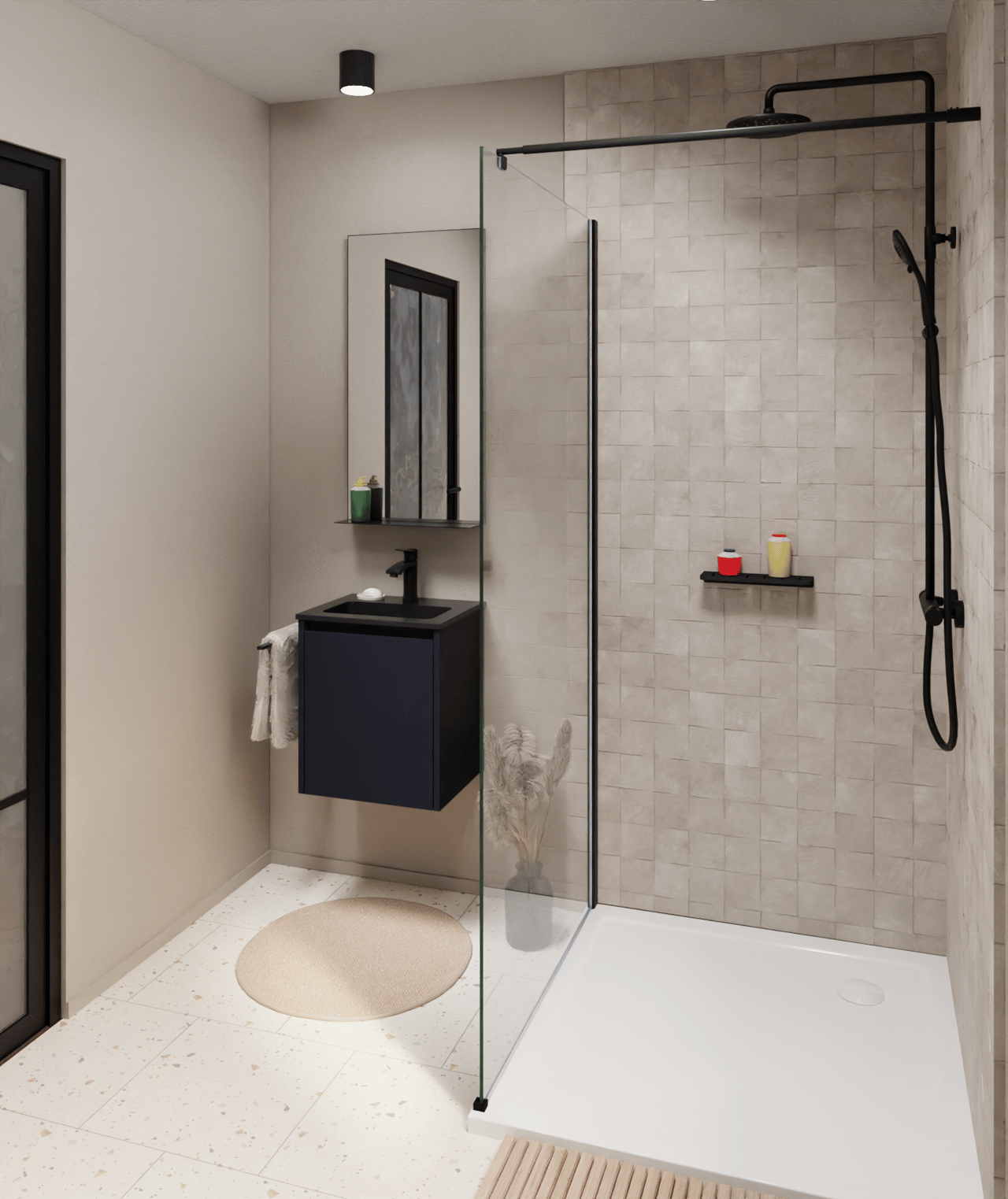 Storke Seda meuble sous-vasque suspendu 45 x 35 cm bleu nuit porte