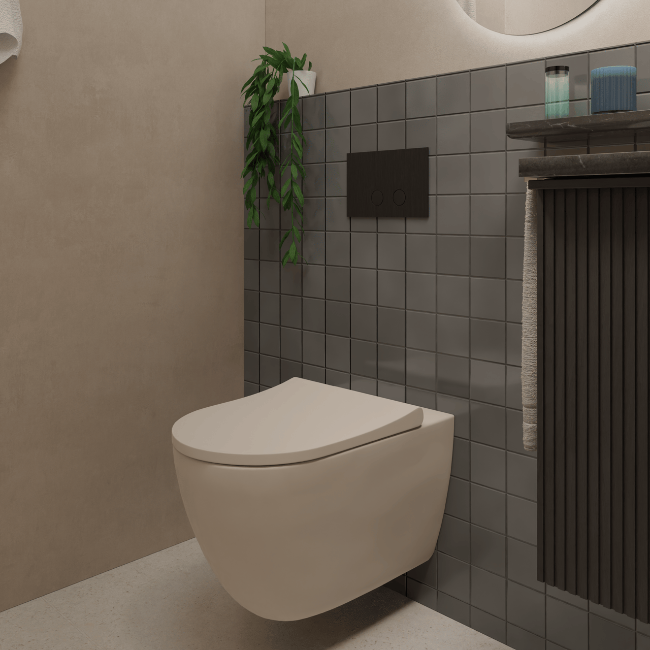 Perola Ribs bedieningsplaat Mat Zwart voor UP320 of UP720 inbouwreservoir