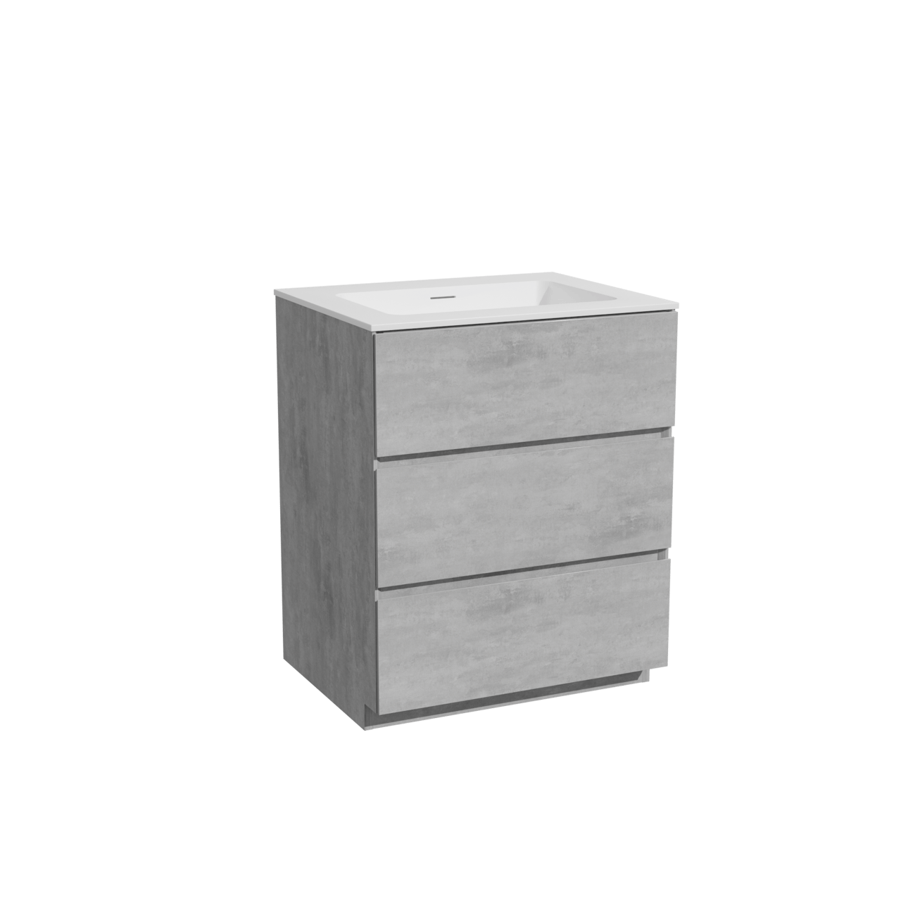 Storke Edge freistehendes Möbelstück Set: 65 x 52 cm, Beton dunkelgrau, mit Mata Einzelwaschtisch, Solid Surface Weiß matt