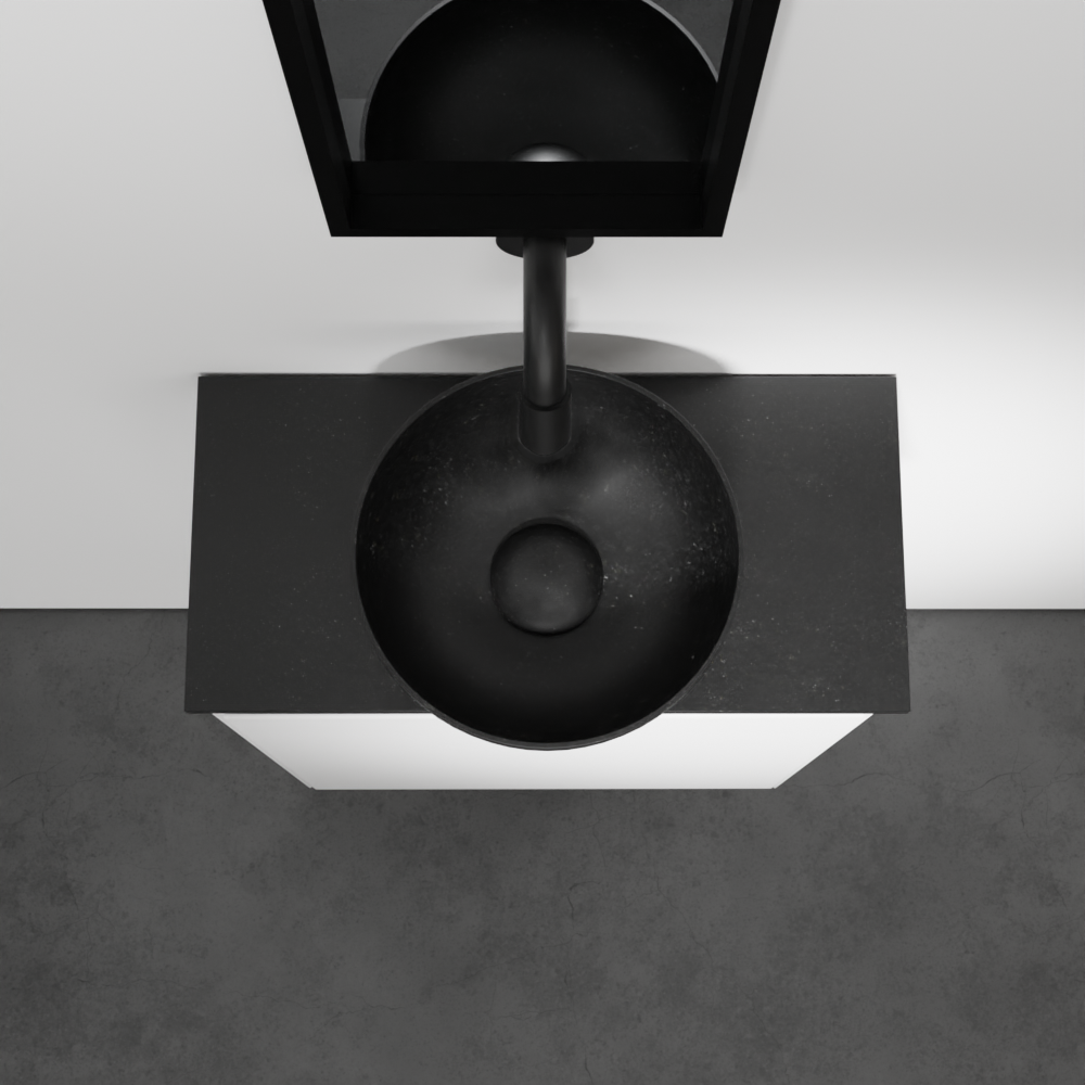 Balmani Mitra meuble wc suspendu 42 x 21 cm blanc mat avec Facetta tablette et Bari vaque à poser en granite aiguisé