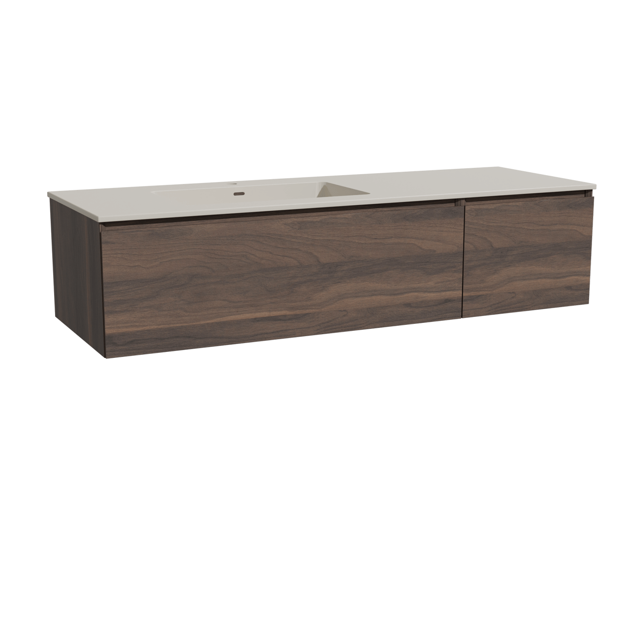 Storke Edge hängendes Möbelstück Set: 150 x 52 cm, Nussbaum, mit Diva Waschtisch links, Top Solid Seidengrau