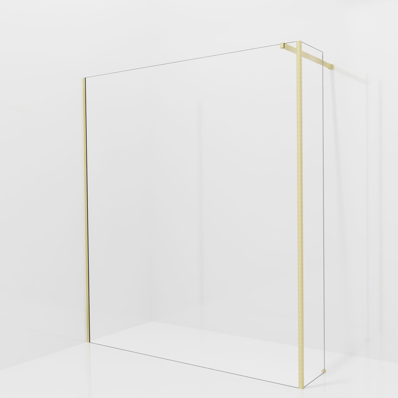 Balmani Modular inloopdouche met vaste zijwand: 180 x 200 cm, Helder glas, Brushed Champagne Gold profielen