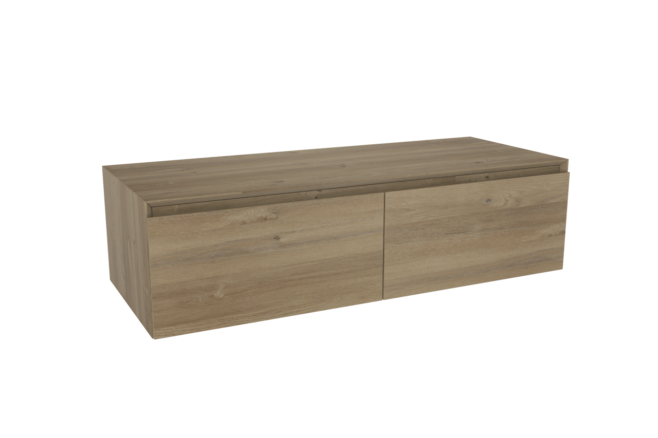 Storke Edge Modulo zwevende wastafelonderkast 120 x 48 cm ruw eiken 2 lades