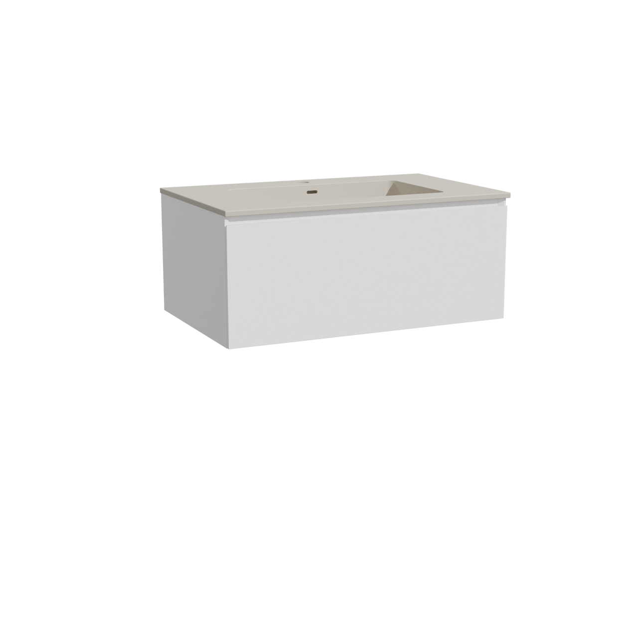 Storke Edge meuble salle de bains suspendu 85 x 52 cm blanc mat avec Diva plan simple en top solid soie grise