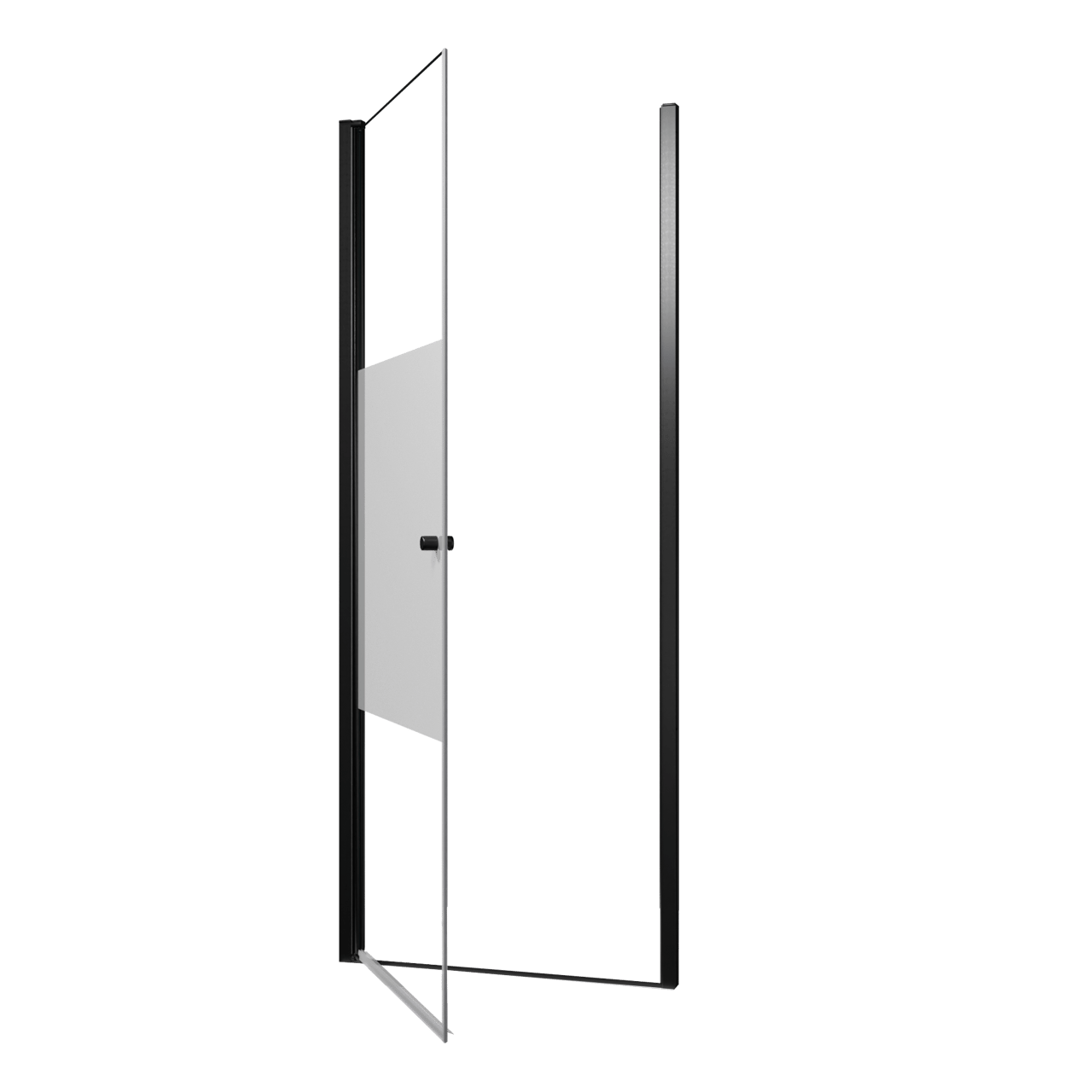 Luca Varess Kuresa porte pivotante 85 x 200 cm verre transparent avec bande matte profil noir mat