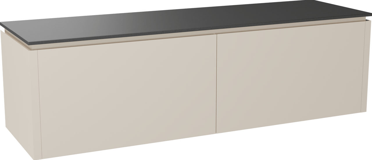 Balmani Eclips zwevend badkamermeubel 180 x 55 cm Sandbeige met Stretto enkel of dubbel tablet in Graniet zwart