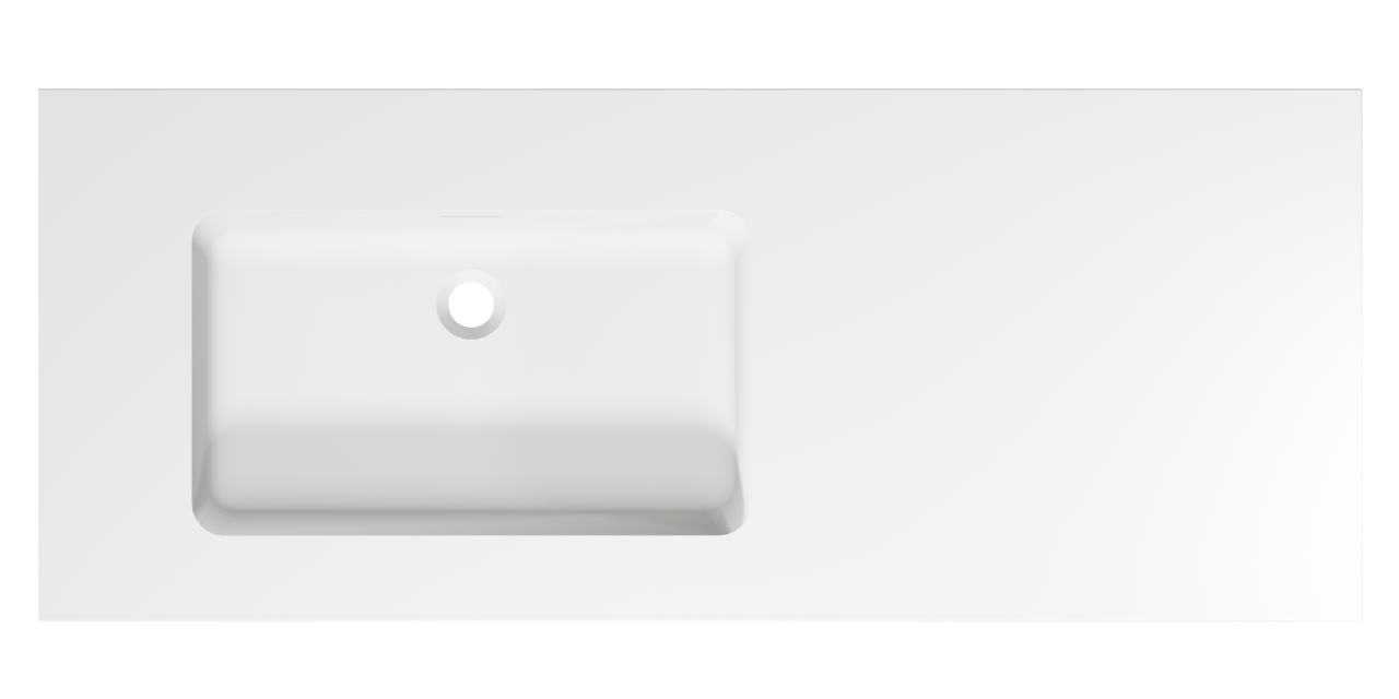 Storke Mata Waschtisch, links, Solid Surface matt, 130 x 52 cm, Schrankkombination 45 cm