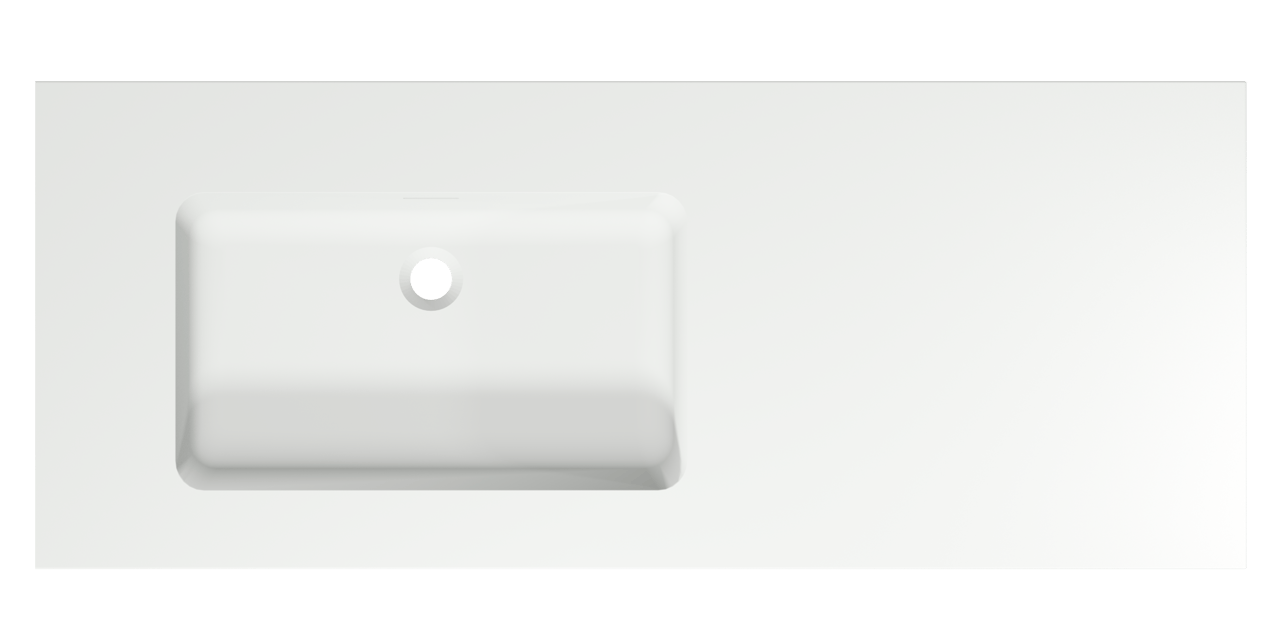 Storke Mata asymmetrisch linkse wastafel matte solid surface 130 x 52 cm combinatie kast 45 cm