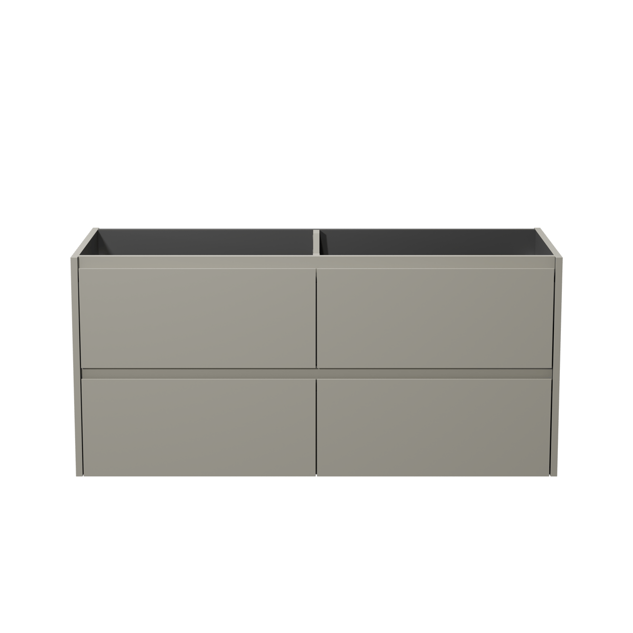 Storke Seda hängender Waschbeckenunterschrank: 130 x 52 cm, Seidengrau, 4 Schubladen