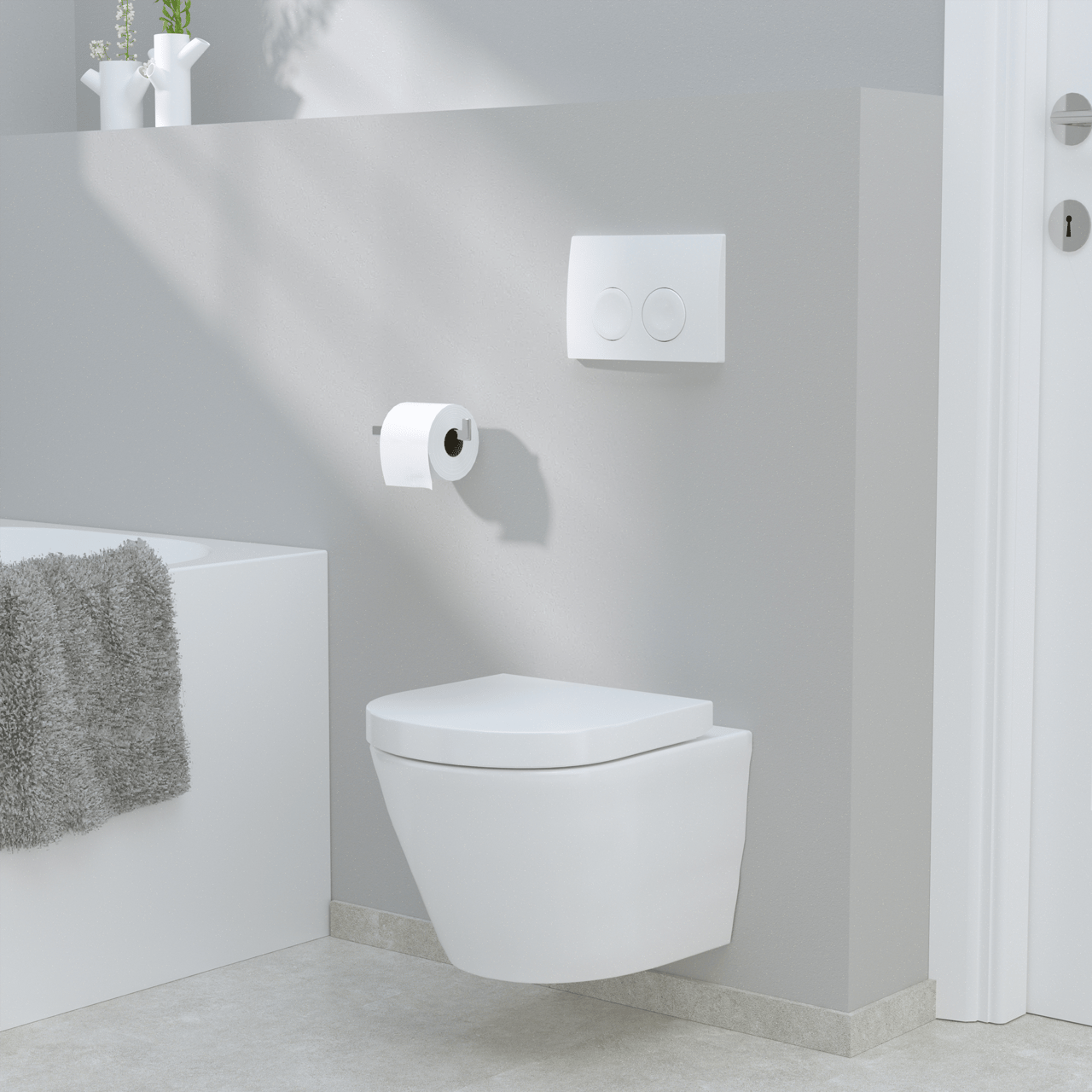 Luca Varess Calibro wc suspendu Blanc Brillant sans rebord compact