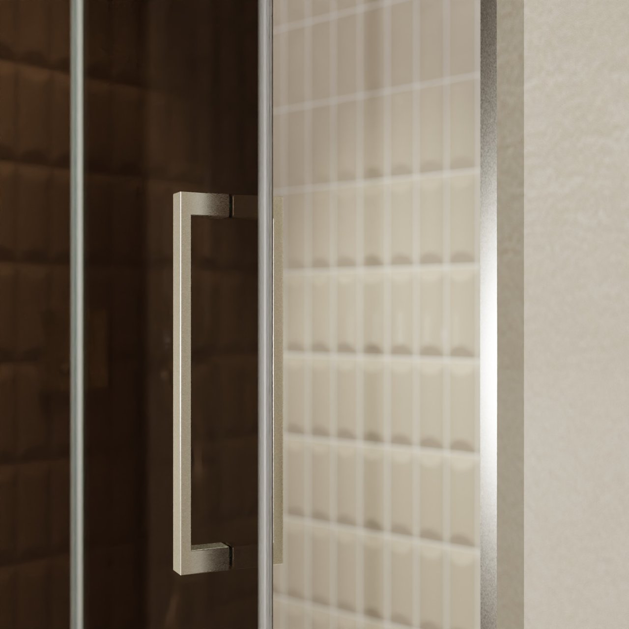 Balmani Senses Design Dusche Drehtür, Links, 140 cm x 210 cm, Bronze, Profil Brushed CoolMetal