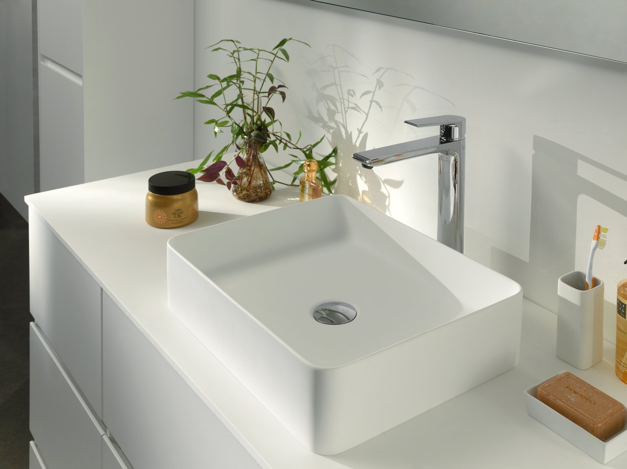 Storke Recta vasque à poser mat Solid Surface rectangulaire 35 x 45 cm