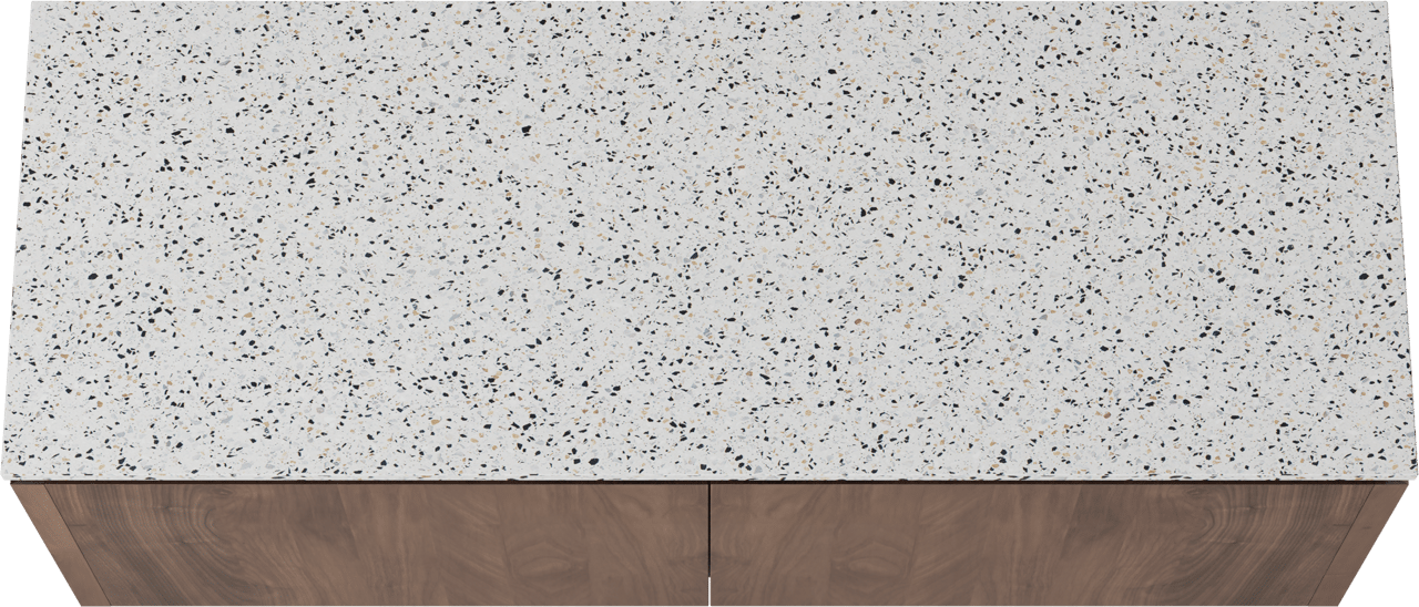 Balmani Eclips hängendes Möbelstück Set: 150 x 55 cm, Amerikanischer Nussbaum, mit Stretto Einzel- oder Doppel Waschtischplatte Bianco Nero Terrazzo