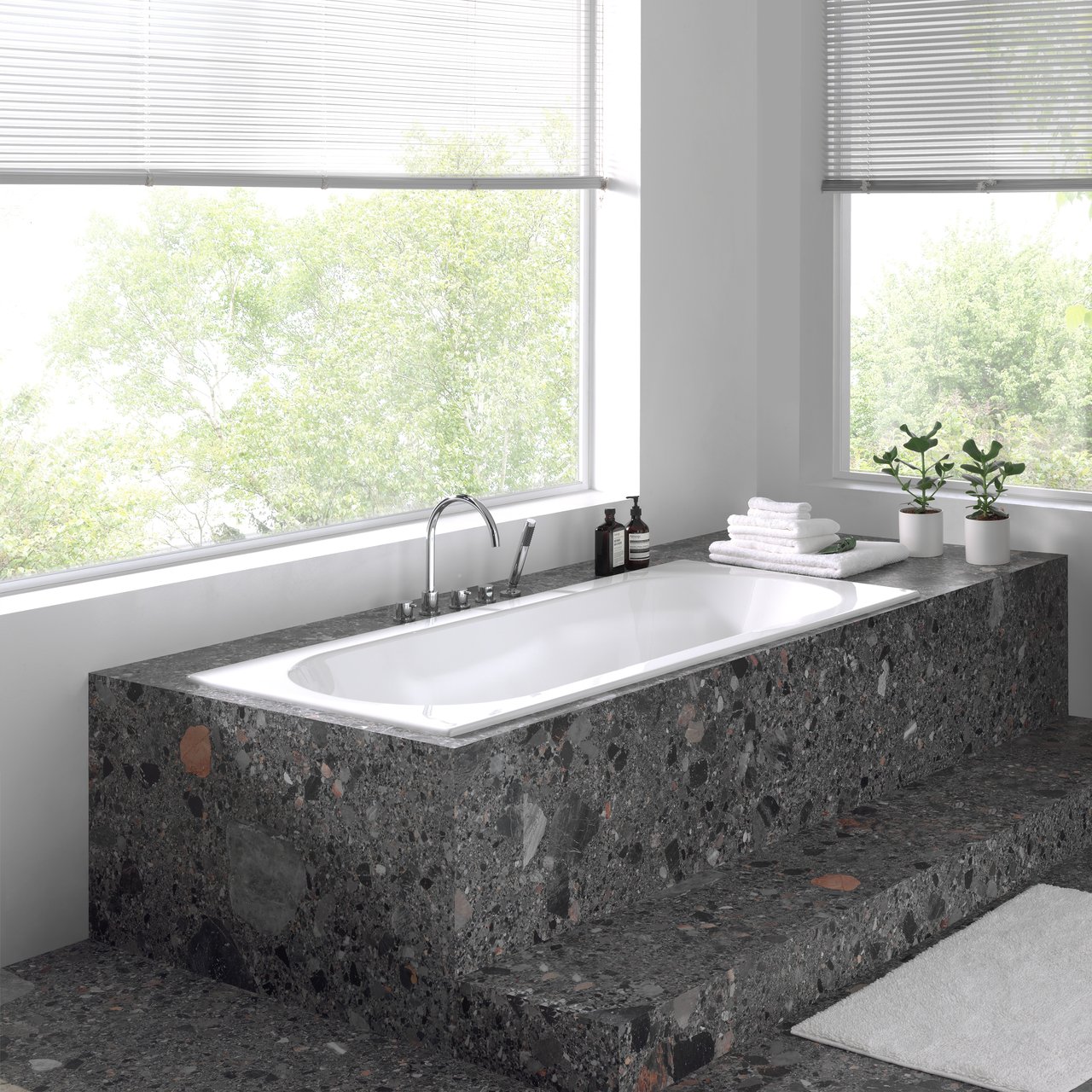 Luca Varess Snello tweepersoons inbouwbad 180 x 80 cm acryl glanzend wit