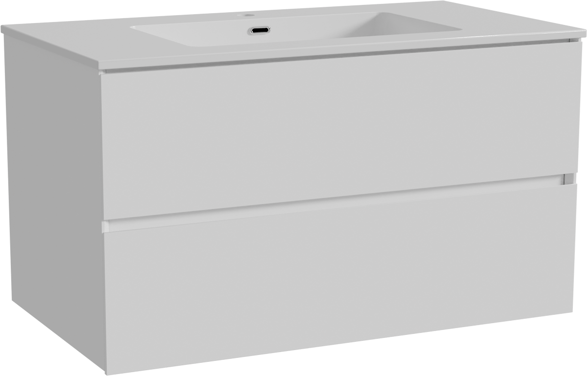 Storke Edge meuble salle de bains suspendu 95 x 52 cm blanc brillant avec Diva plan simple en marbre composite blanc brillant