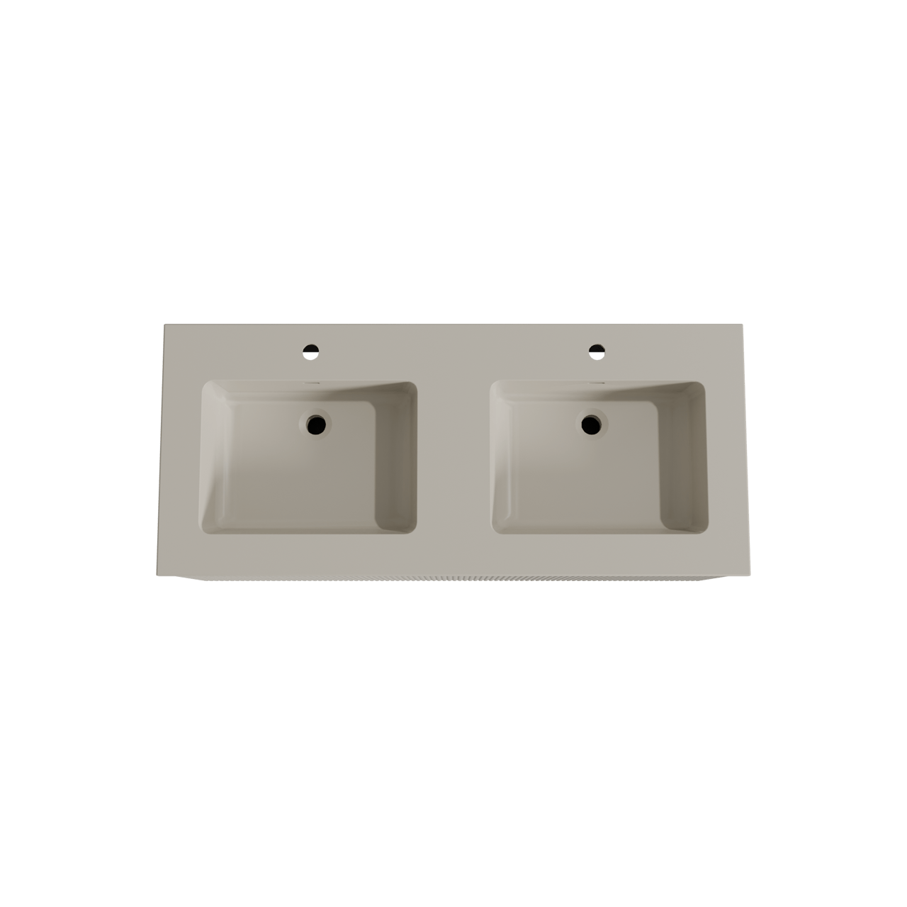 Storke Ribs meuble salle de bains suspendu 120 x 52 cm soie grise avec Diva double vasque en top solid soie grise, Nervure droite symétrique verticale