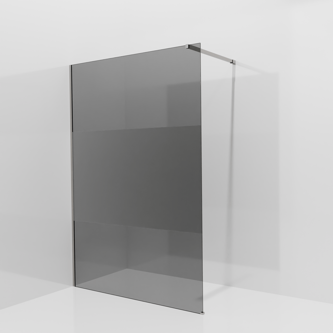 Balmani Modular inloopdouche: 140 x 200 cm, Rookglas met matte strook, Brushed Inox profielen