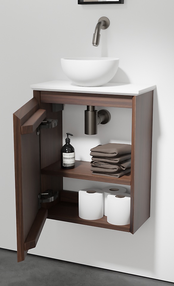 Balmani Mitra zwevende fonteinkast 42 x 21 cm Amerikaans notenhout