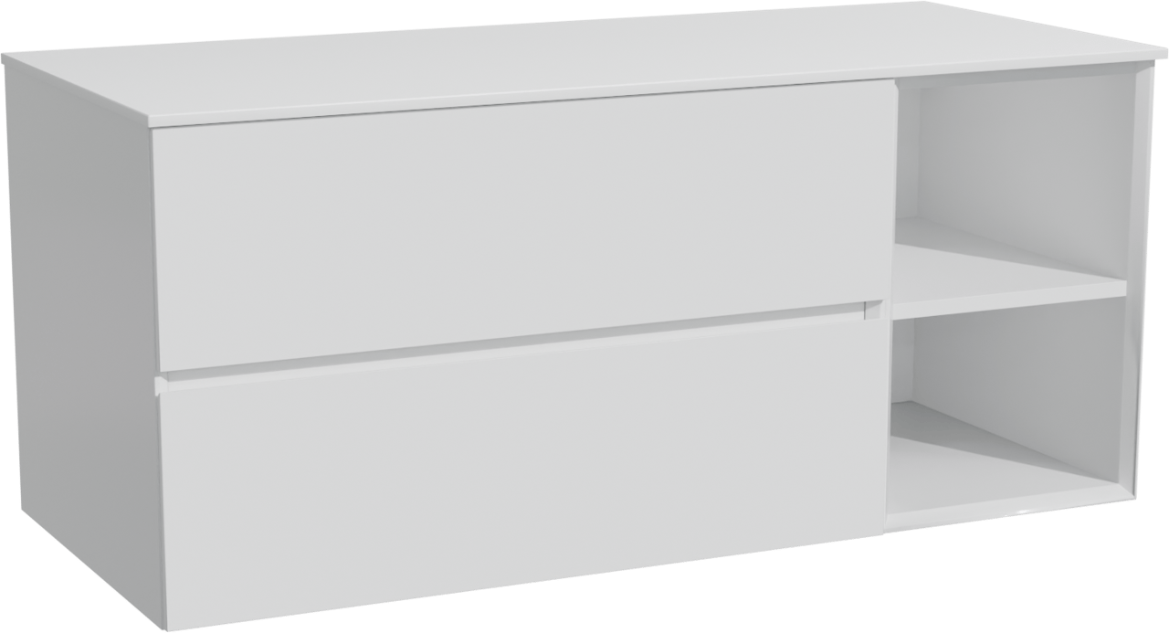 Storke Edge zwevend badmeubel 120 x 52 cm hoogglans wit met Tavola enkel of dubbel wastafelblad in solid surface mat wit