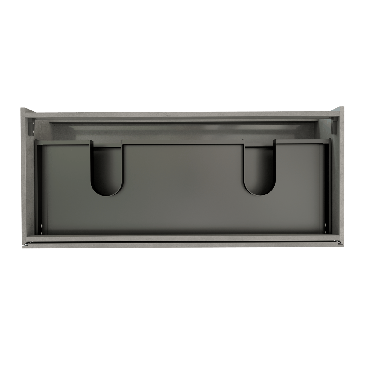 Storke Edge meuble sous-vasque suspendu 120 x 52 cm béton gris foncé 2 tiroirs 2 découpés de siphon