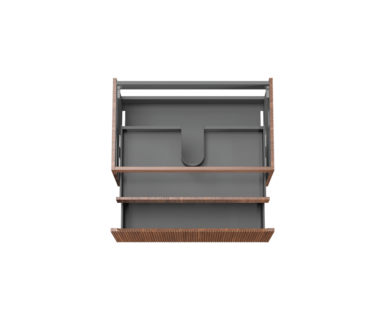 Storke Ribs meuble sous-lavabo suspendu 85 x 52 cm noyer 2 tiroirs