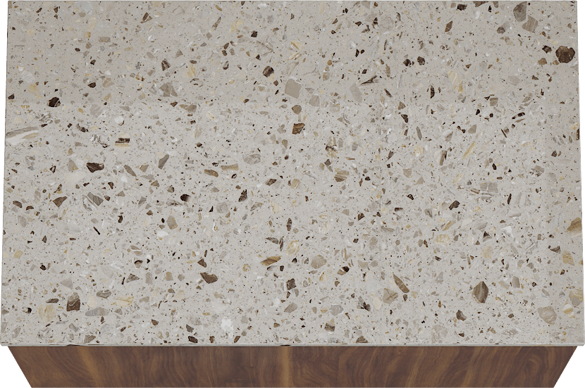 Balmani Sfera by Lucida meuble salle de bains suspendu 90 x 55 cm noyer américain avec Stretto tablette simple en terrazzo greige terrazzo