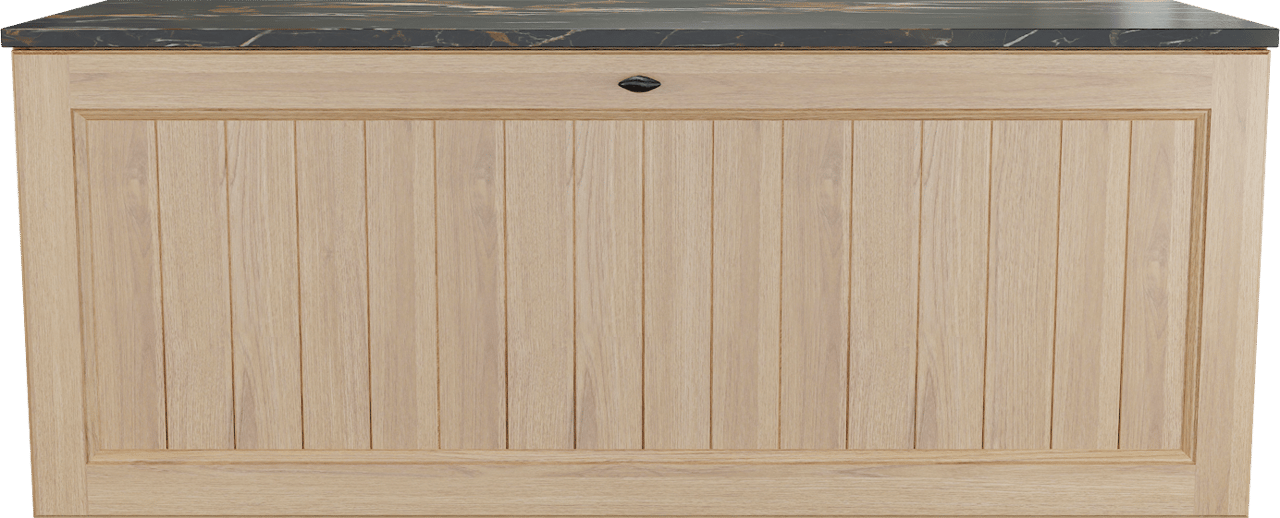 Balmani Lemon zwevend badkamermeubel 135 x 55 cm, fineer natuur eik met Stretto enkel of dubbel tablet in portoro gold