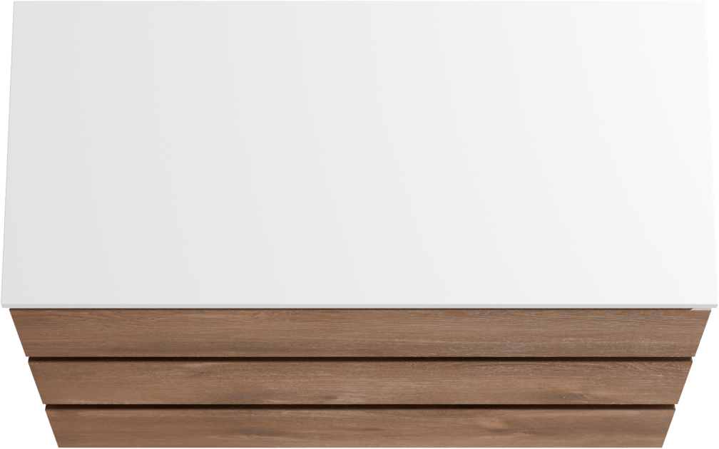 Linie Lado freistehendes Möbelstück Set: 100 x 46 cm, Braune Eiche, mit Lado Einzel- oder Doppel Waschtischplatte, Marmorkomposit Weiß glänzend