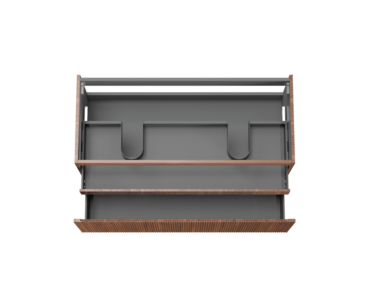 Storke Ribs hängender Waschbeckenunterschrank: 120 x 52 cm, Nussbaum, 2 Schubladen