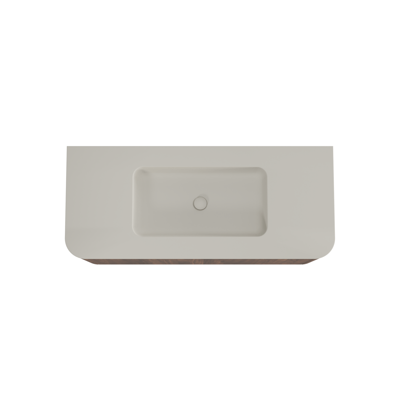 Balmani Moon zwevend badmeubel 130 x 55 cm amerikaans notenhout met Moon enkele wastafel in top solid zijdegrijs