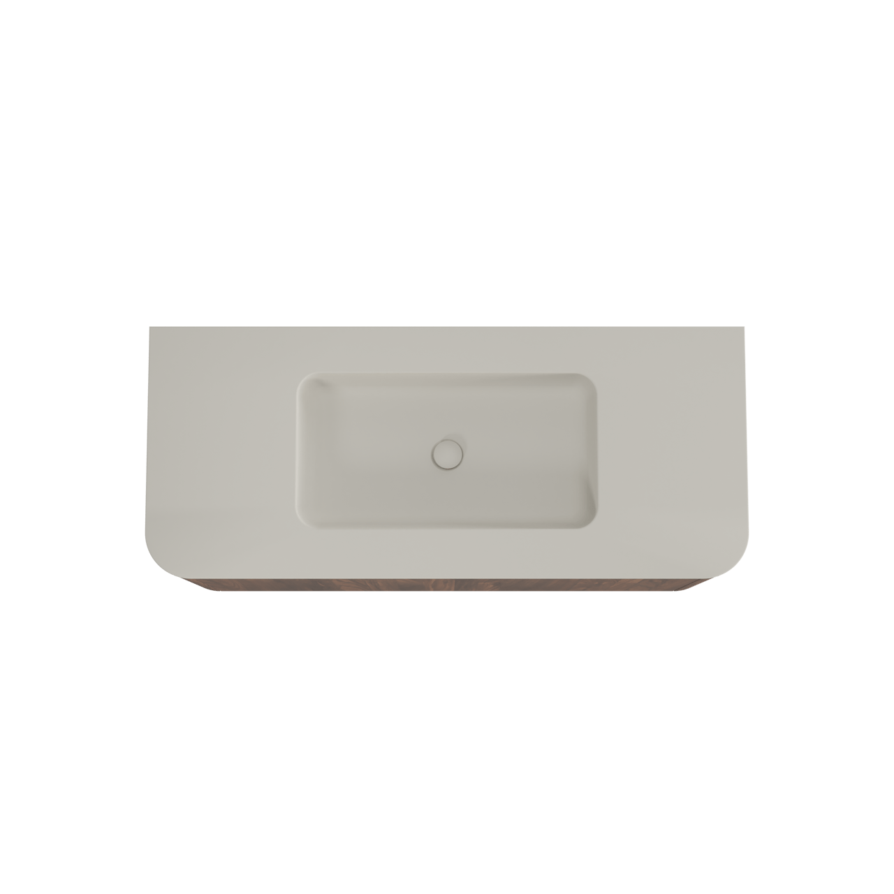 Balmani Moon hängendes Möbelstück Set: 130 x 55 cm, Amerikanischer Nussbaum, mit Moon Einzelwaschtisch, Top Solid Seidengrau