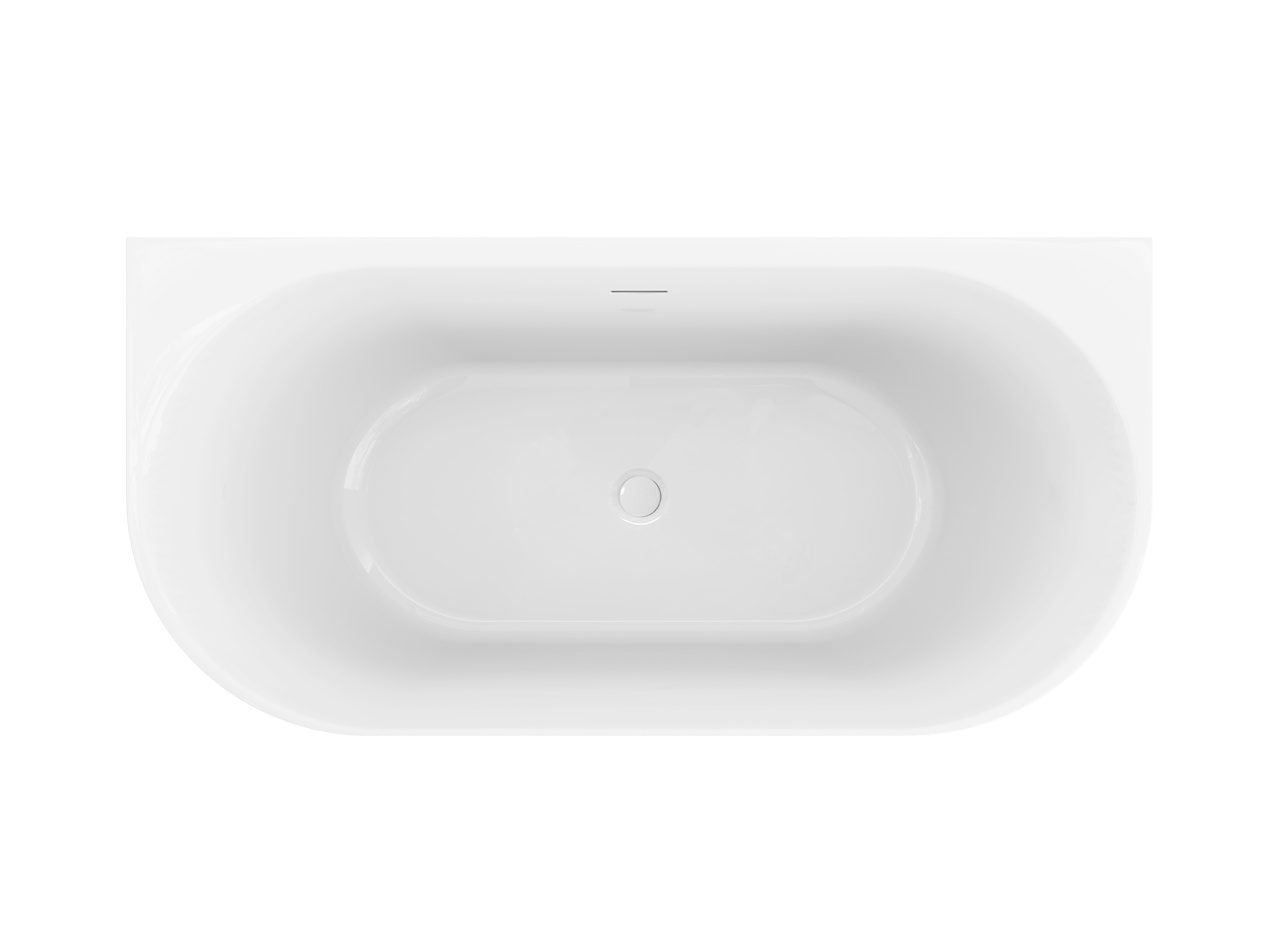 Luca Varess Otello halfvrijstaand bad 170 x 80 cm acryl hoogglans wit, afvoerplug inbegrepen