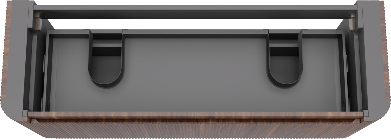 Storke Soft  hängendes möbelstück Waschtischunterschränke 140 x 46 cm Nussbaum 2 Schubladen Vert. Sym. Rippe