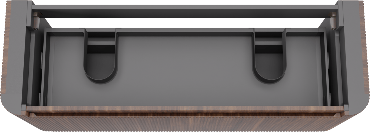 Storke Soft  hängendes möbelstück Waschtischunterschränke 140 x 46 cm Nussbaum 2 Schubladen Vert. Sym. Rippe