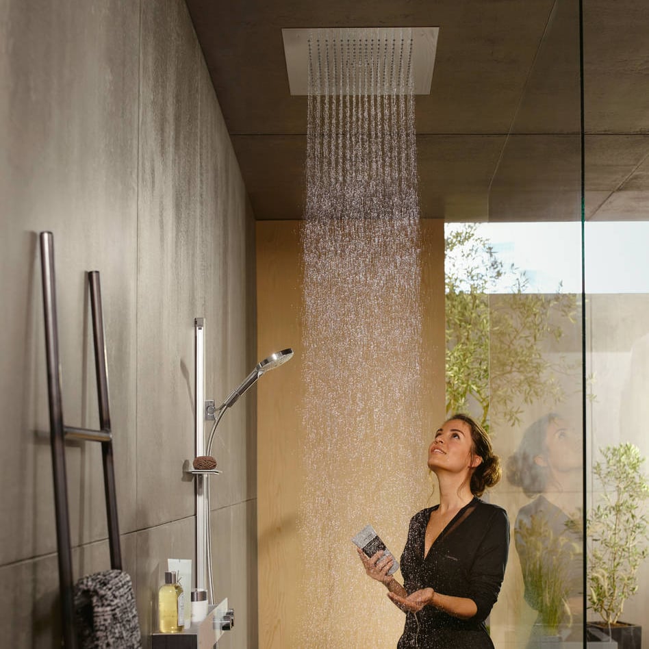 Hansgrohe Raindance E400 quadratische kopfdusche Regen-Duschkopf Ø40cm Chrom Glänzend