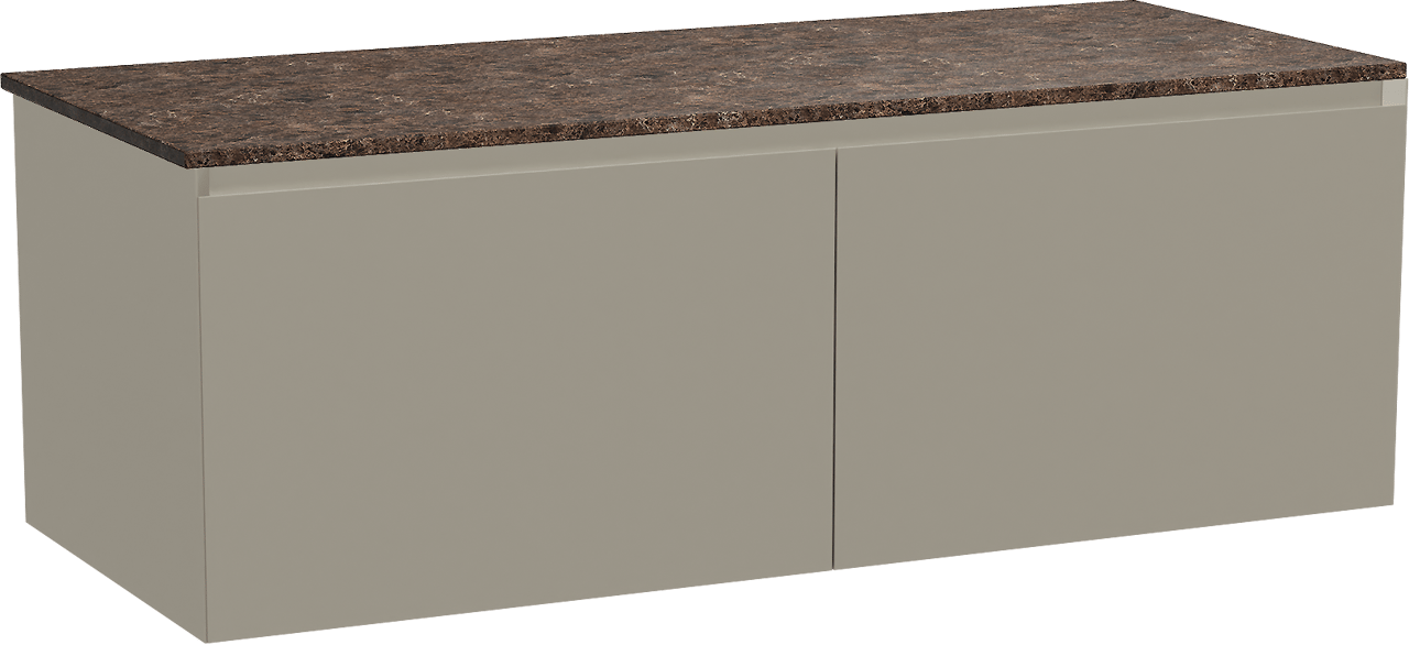 Balmani Idra meuble salle de bains suspendu 135 x 55 cm gris pierre avec Stretto tablette simple ou double en marbre dark emperador