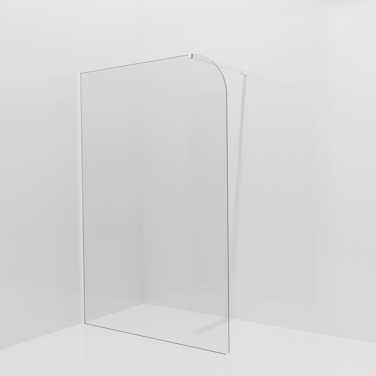 Balmani Modular douche à l'italienne: 140 x 200 cm, Verre transparent arrondi, Profil Blanc mat