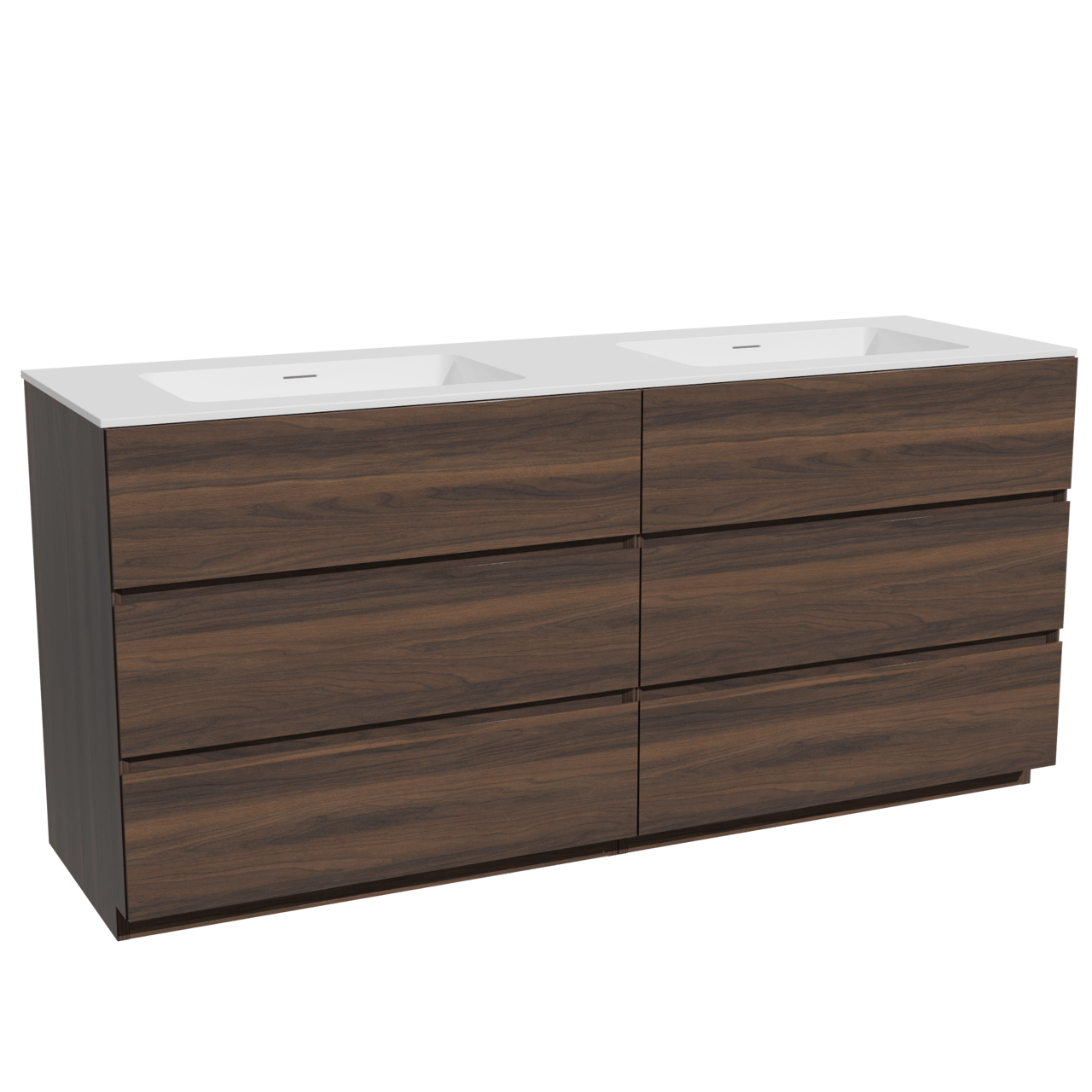 Storke Edge meuble salle de bains à poser 170 x 52 cm noyer avec Mata double vasque en solid surface blanc mat