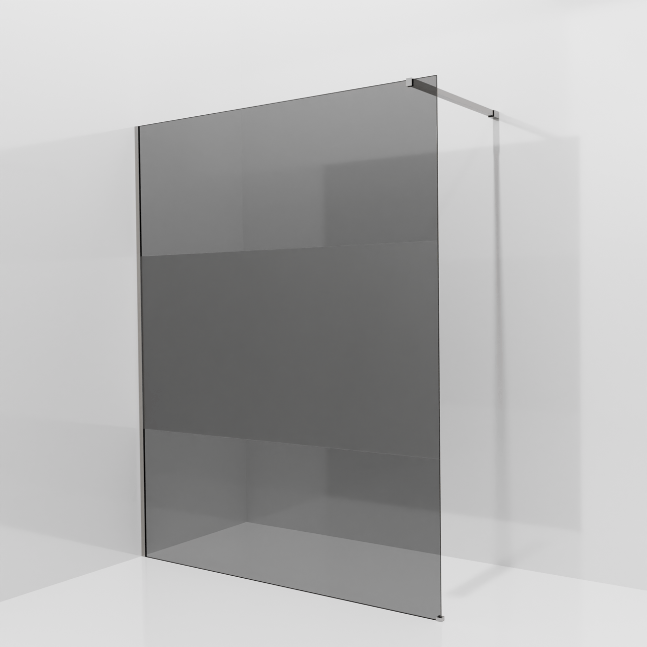 Balmani Modular inloopdouche: 160 x 200 cm, Rookglas met matte strook met coating, Brushed Inox profielen