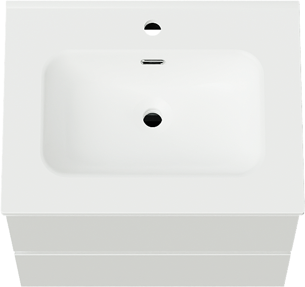 Linie Lado zwevend badmeubel 60 x 46 cm hoogglans wit met Baro enkele wastafel in porselein mat wit