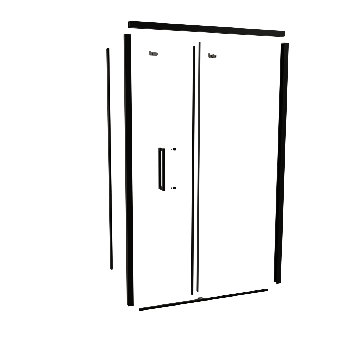 Balmani Senses Design 120 cm droite ensemble de profils pour coin-douche avec porte coulissante noir mat