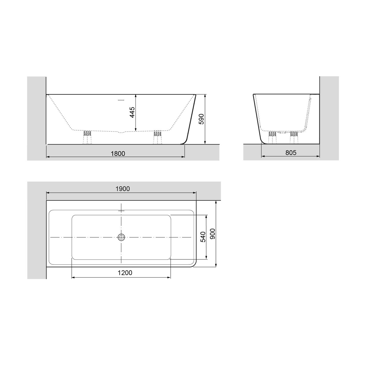 Luca Varess Coda baignoire d'angle gauche duo 190 x 90 cm acrylique blanc mat