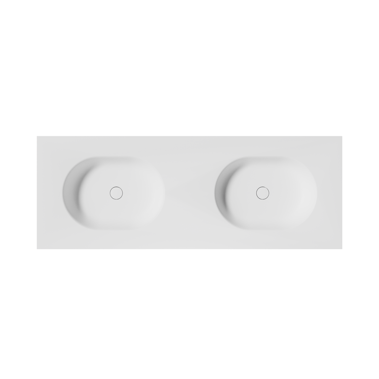 Balmani Tablo Oval Doppelwaschtisch Matt Weiße Solid Surface 150 x 55 cm